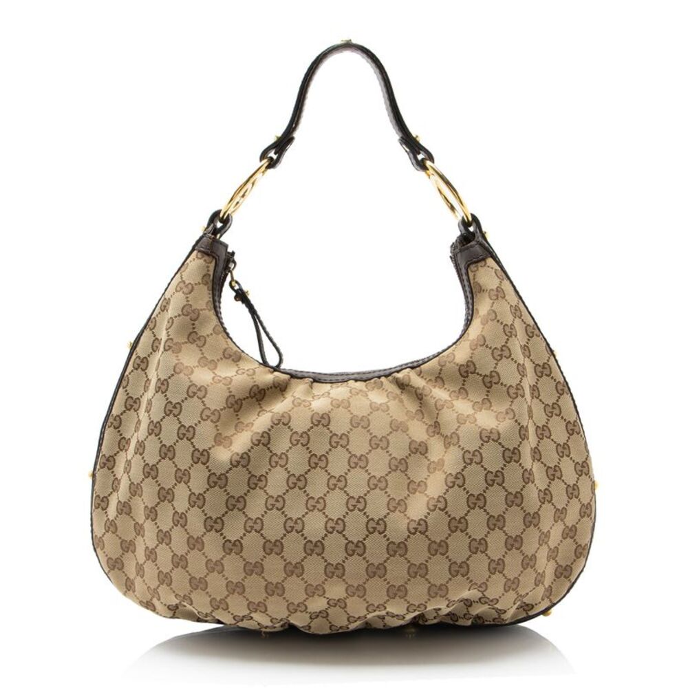Gucci Vintage GG Canvas Interlocking G Studded Hobo